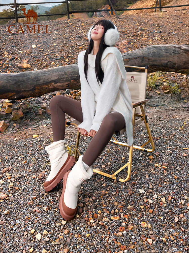 Camel Women‘s Winter Snow Boots Velvet Cotton High Top Outdoor Boots