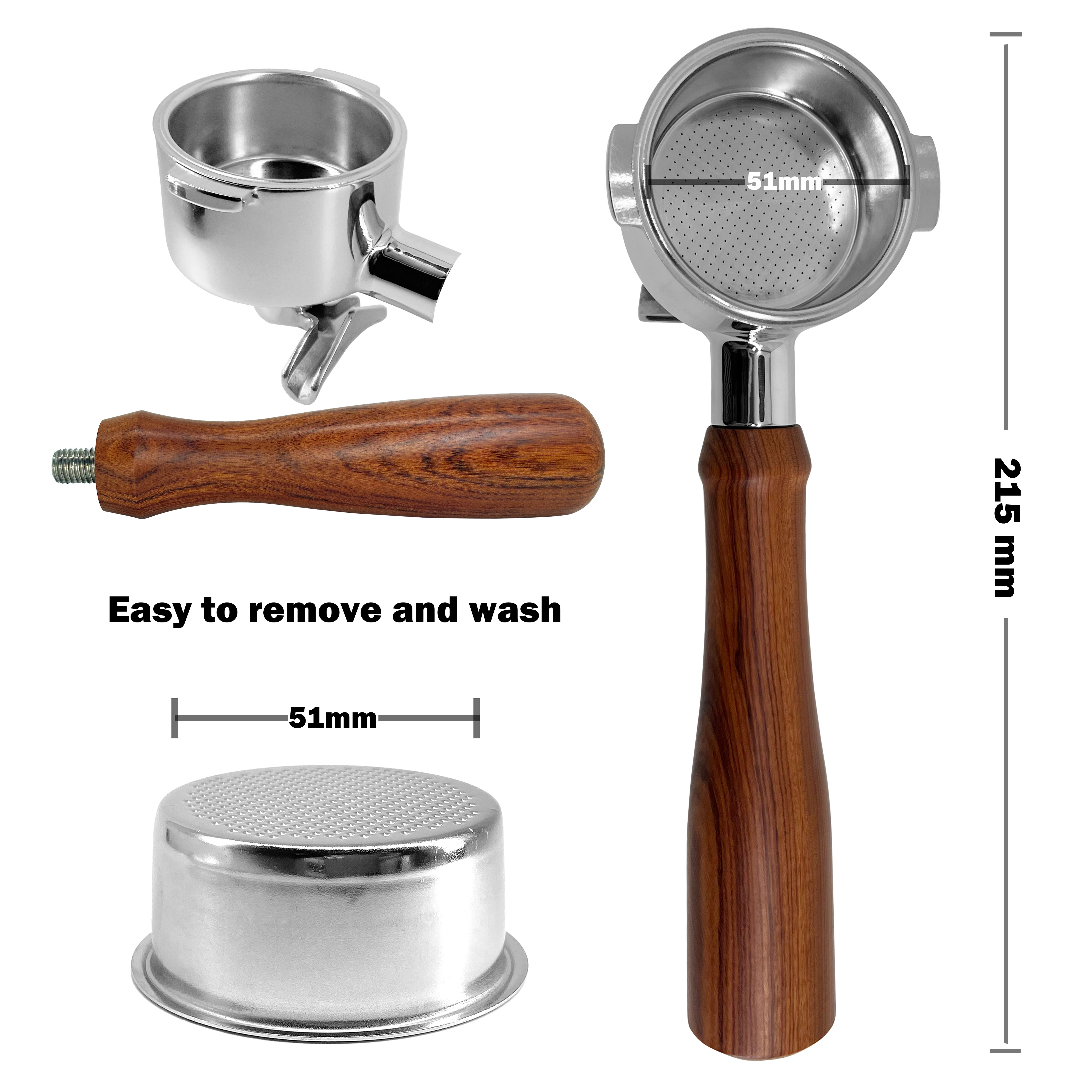 Neouza 51mm 2 tai portafilter tương thích DeLonghi bco420 bco430 bco432 EC155 eco310 ec330 ECP 31.21