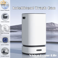 Vision 13L Fully Automatic Packaging Trash Can with Removable Bucket Stainless Steel Intelligent Garbage Can Household Touchless Wastebasket For Living Room Bathroom Office Smart Motion Sensor Waste Bin (Silver/White)