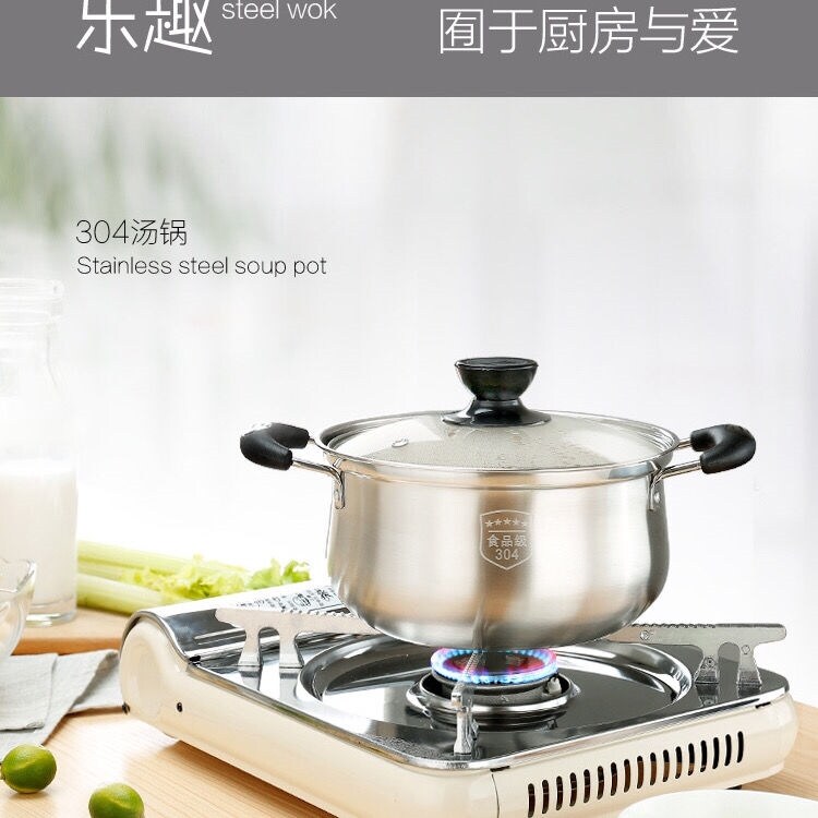 Gambar Thickening of 304 stainless steel milk pot soup pot small steamer to cook hot milk pot soup pot home baby se