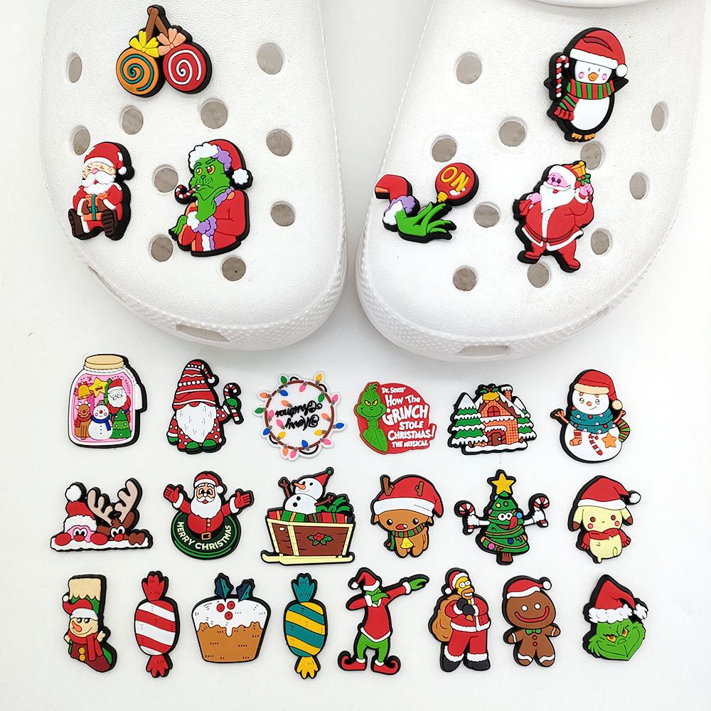 GẮN DÉP Chuỗi Charm Giày Jibbitz Hoạt Hình Giáng Sinh Vui Nhộn Guốc Crocs Tự Làm Khóa Trang Trí Phù Hợp Với Phụ Kiện PVC Cho Nam Nữ Trẻ Em Người Lớn X-Mas Party Quà Tặng Hấp Dẫn