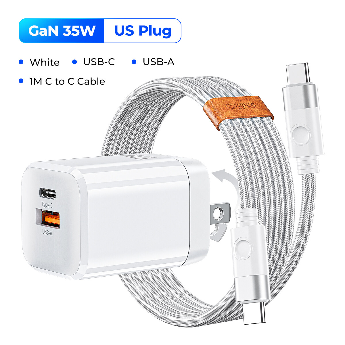 ORICO gan 35W sạc nhanh USB cổng kép sạc điện thoại di động USB Bộ chuyển đổi sạc cho iPhone Samsung