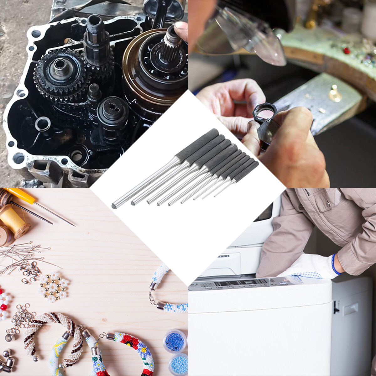 NANWEI Bộ Dụng Cụ Tháo Chốt CuộN 9 Món Dụng Cụ Tháo Chốt Bằng Thép Có Hộp Đựng Cho Thợ Kim Hoàn Thợ Làm Đồng Hồ Thợ Mộc