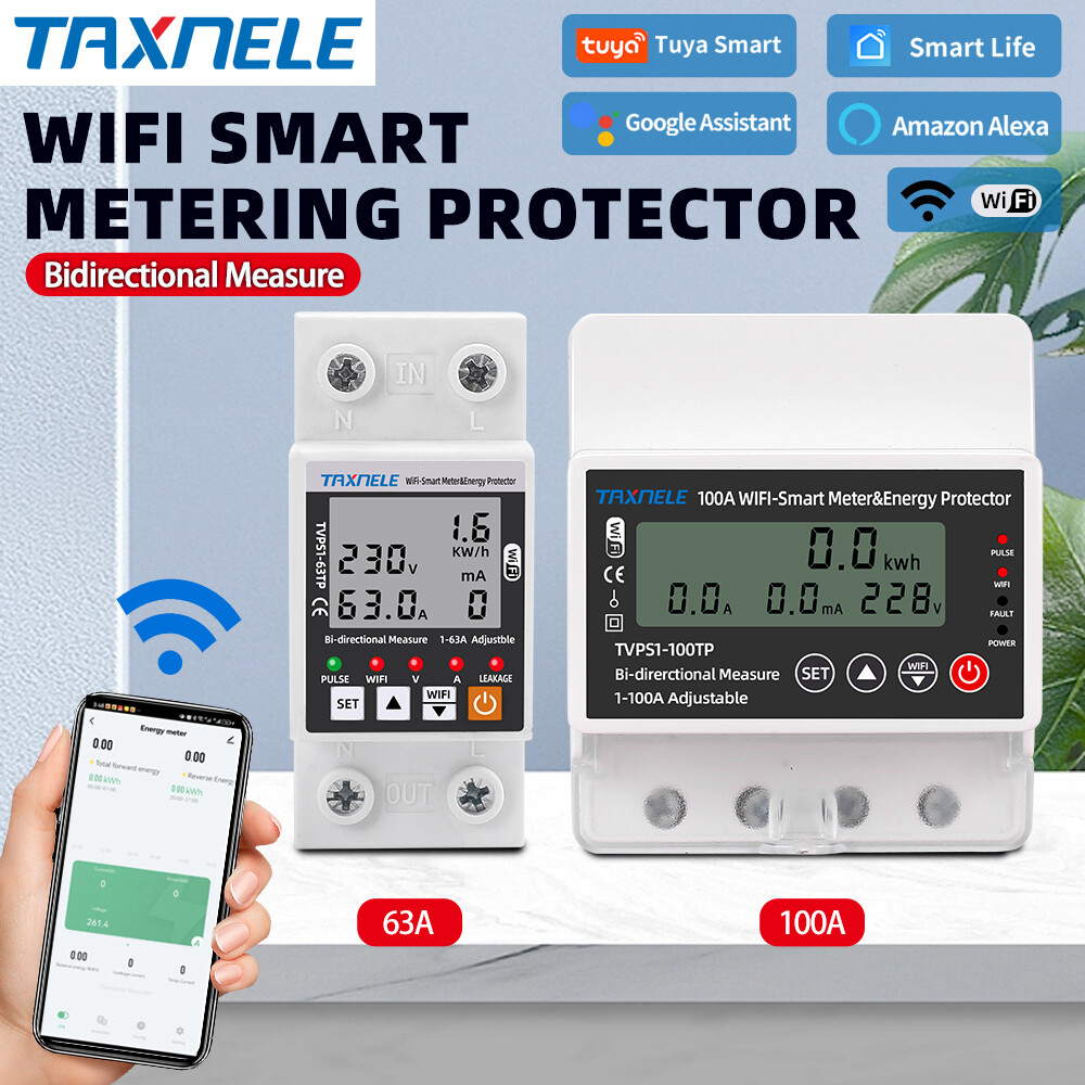 Tuya Wifi mạch thông minh Trái Đất rò rỉ trên dưới Điện áp bảo vệ công tắc rơle ngắt năng lượng điện kWh hai chiều mét