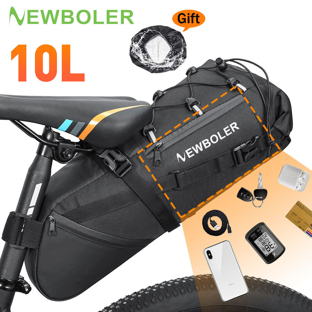 Bán Buôn NEWBOLER Bike Bag Xe Đạp Saddle Bag Pannier Chu Kỳ Đi Xe Đạp MTB Road Bike Seat Bag 8-10L Ba Lô Chống Thấm Nước Mưa Bìa