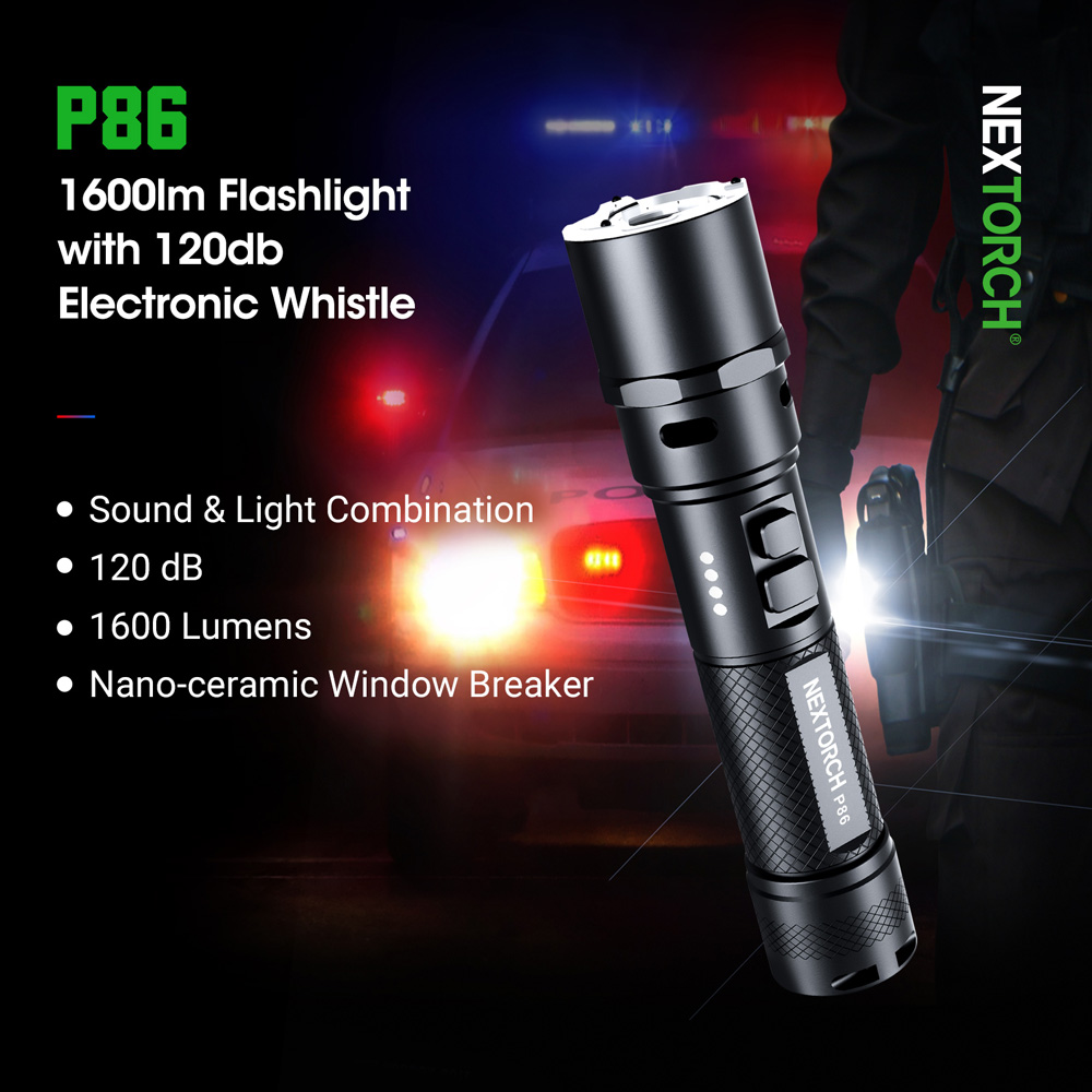 NEXTORCH P84 Duty Flashlight with Omnidirectional Signal Light LED Police Flashlight 3700 High Lumens Rechargeable Flashlight