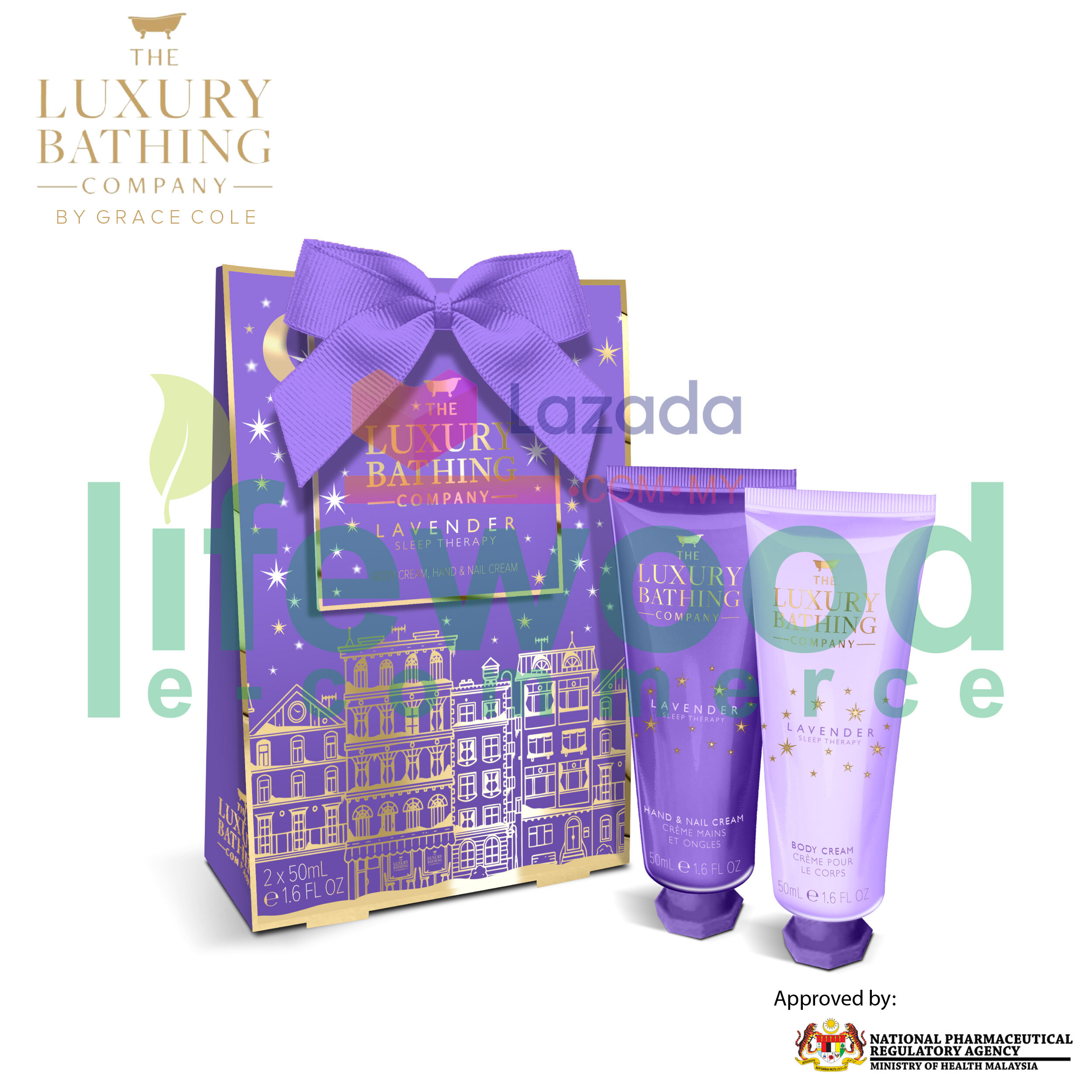 Gambar THE LUXURY BATHING COMPANY Peaceful Palms 50ml Hand   Nail Cream and 50ml Body Cream