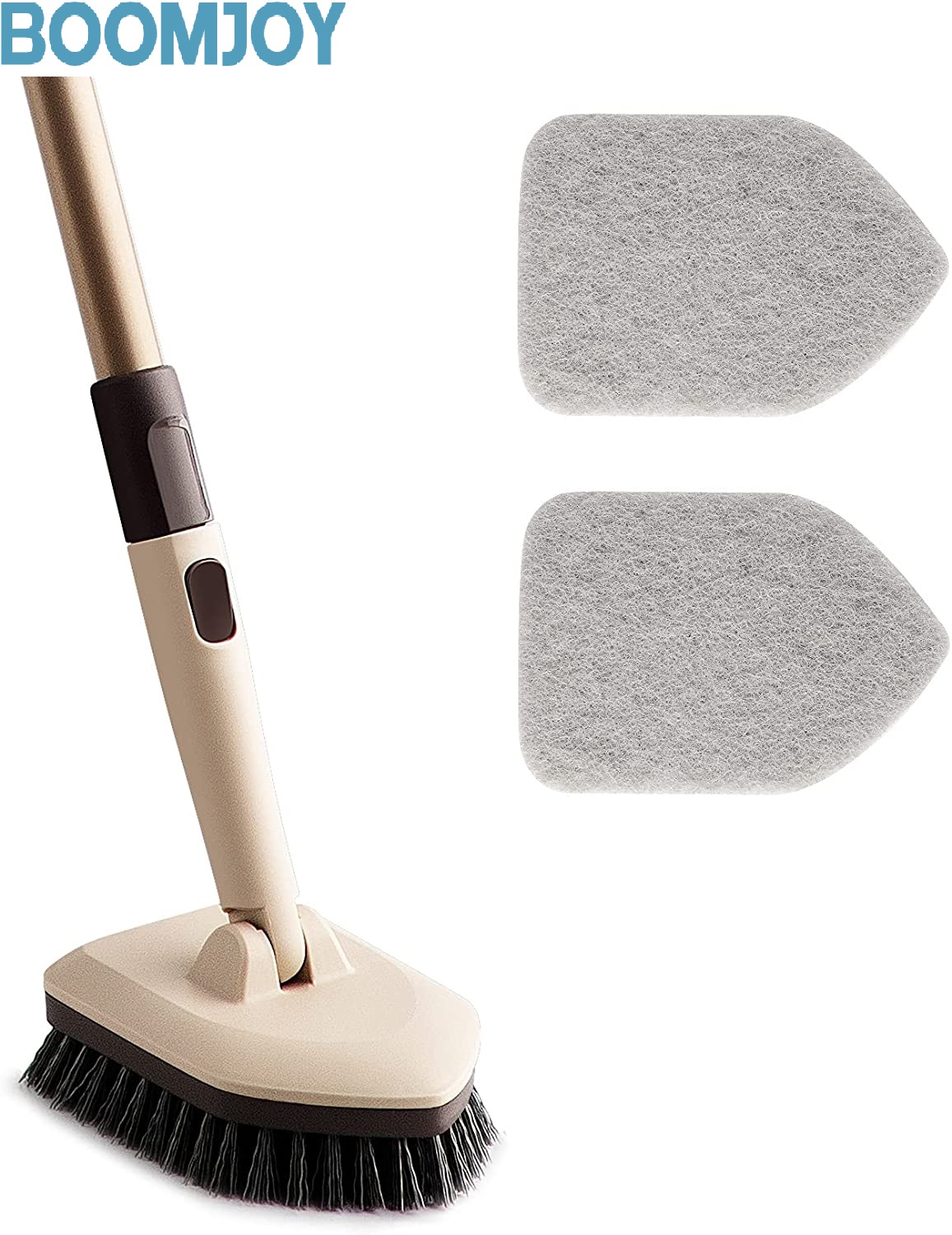 BOOMJOY Tub Tile Scrubber Brush with Long Handle, 2 in 1 Cleaning Brush - 2 Scouring Pads & 1 Stiff Bristles Brush Head - No Scratch Scrubber Brushes for Bathroom Kitchen Toilet Wall Tub Tile Sink ราคา 221 บาท*ส่งฟรี
