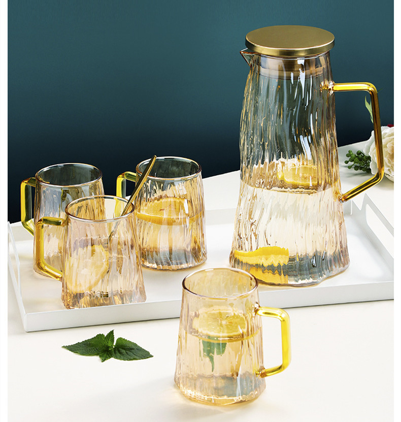 Gambar ?? Ready Stock?? Heat resistant Glass Cold Kettle Summer Large capacity Household Kettle Glacier Pattern Kettle