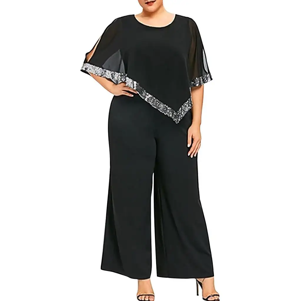plus size sequin wide leg pants