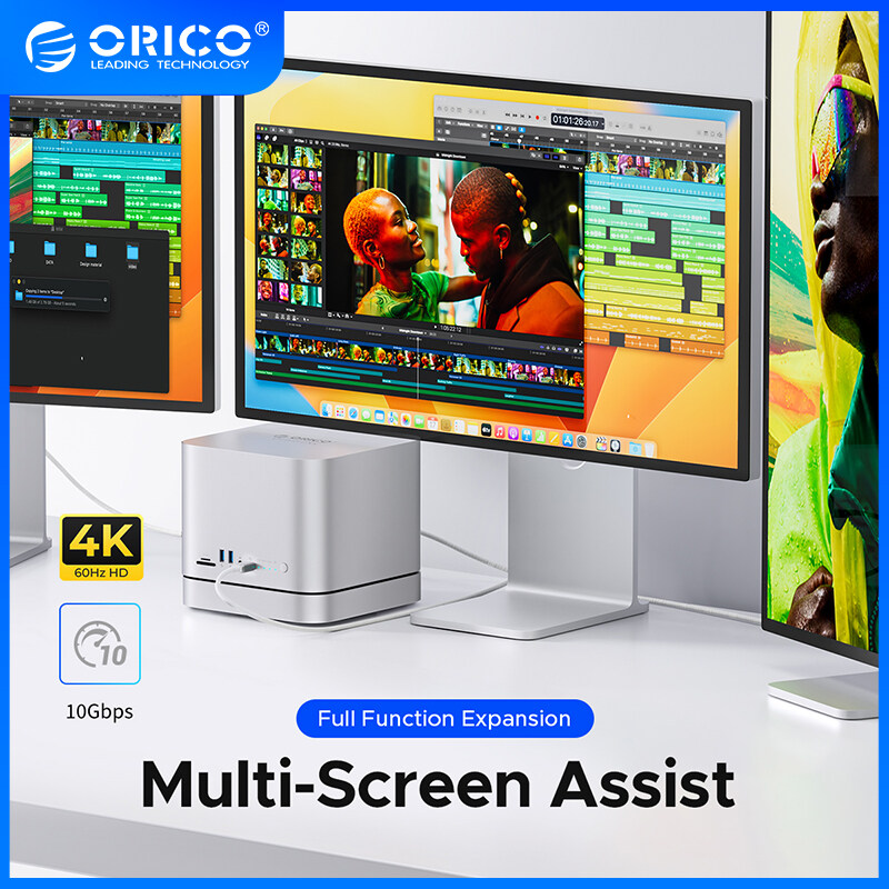 ORICO studiolink USB C HUB Vỏ ổ HDD cho 3.5 Sata 44TB NVMe M.2 SSD vỏ ổ HDD dp4k 60Hz SD/tf3.0 trạm