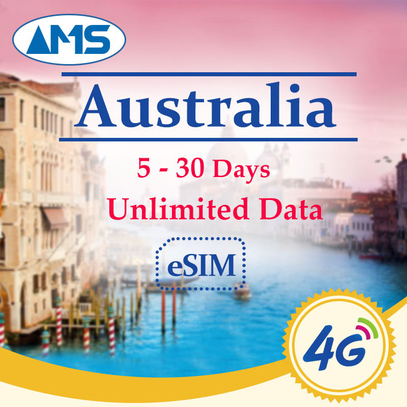 Australia esim 5-30 Days Unlimited Data Australia SIM Card Optus Prepaid sim High speed Data for travel Harga 158 Ringgit*Penghantaran Percuma