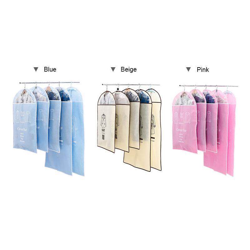 Outflety Storage Garment Bags Hanging Cloth Dust Cover Non Woven Closet Organizers Clothing Protection With Transparent Window Zipper Suit Bag For Closet Storage Or Travel Clothes Cover Coat Dress Jacket Dust Cover 5 Pack