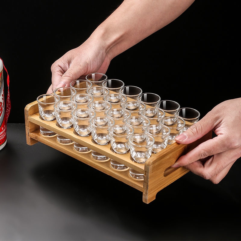 Gambar high quality Liquor cup suit household the glass trumpet a small handleless wine cup a mug shot glass jar of wine wine wooden shelf points
