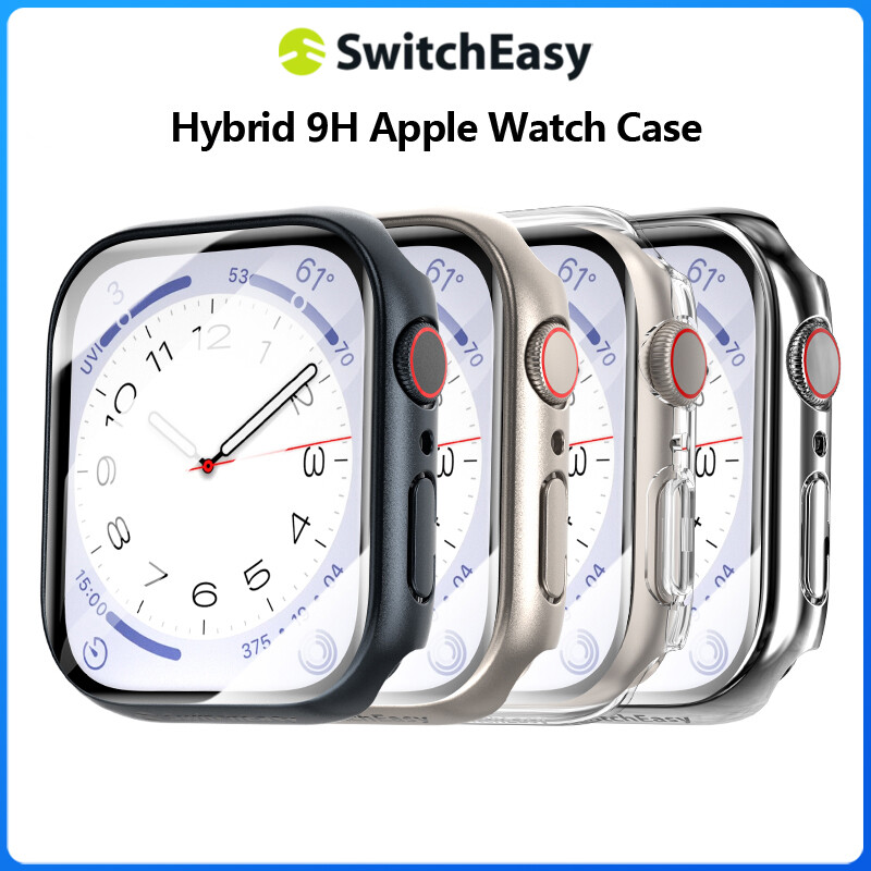 Switcheasy Ốp đồng hồ kính cường lực Apple 9H lai cho đồng hồ Apple siêu /Đồng hồ Apple 8/7 kính cường lực 45-41mm + Ốp miếng bảo vệ màn hình chống sốc