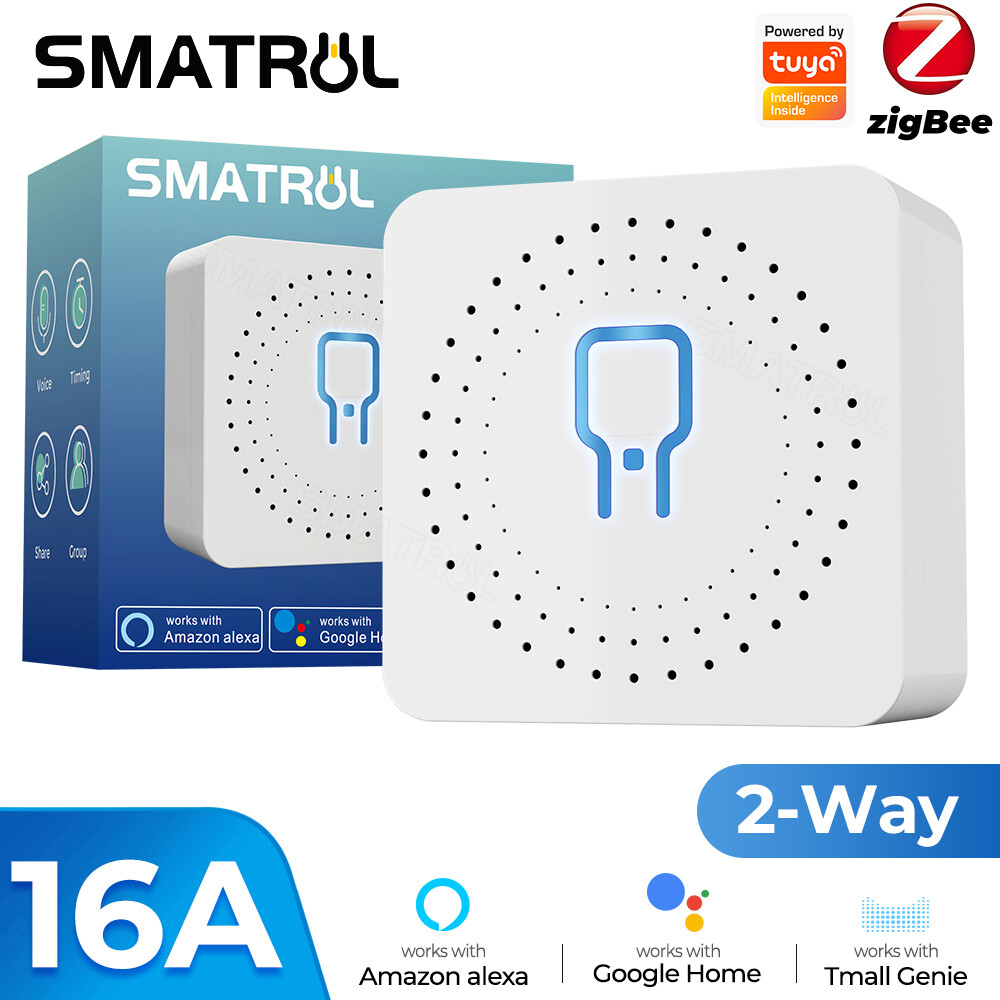 SMATRUL Công Tắc Thông Minh Zigbee Công Tắc Đèn Mini 2 Cách Chuyển Đổi, 16A Hoạt Động Với Amazon Echo/Google Home/Breaker Bộ Ngắt Điều Khiển Từ Xa Ứng Dụng Cuộc Sống Thông Minh Cổng Trung Tâm ZigBee 3.0 Required100-240V