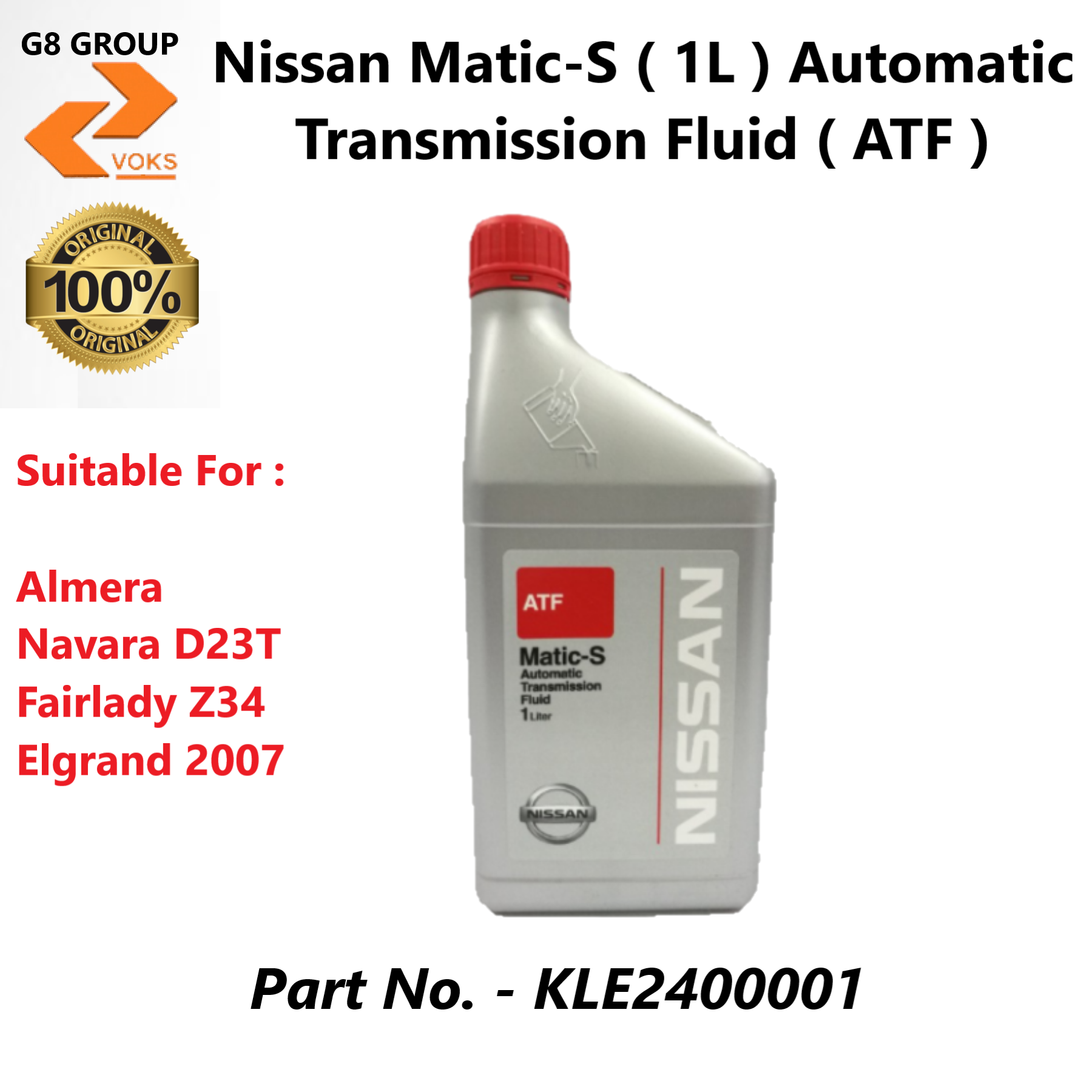 Nissan Genuine Matic-S ATF 1L KLE2400001