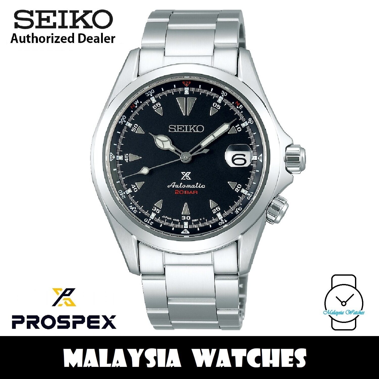 (NEW) Seiko Prospex Alpinist SPB117J1 Black Dial Automatic 200M Made in Japan Stainless Steel Bracelet Men's Watch