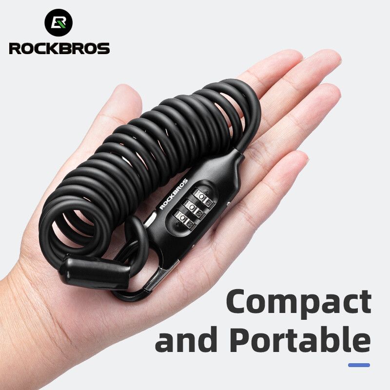 Rockbros Khóa dây xe đạp Stretchable 1.8m đi xe đạp cơ động khóa hợp kim bền nhẹ chống trộm xe đạp điện khóa mũ bảo hiểm