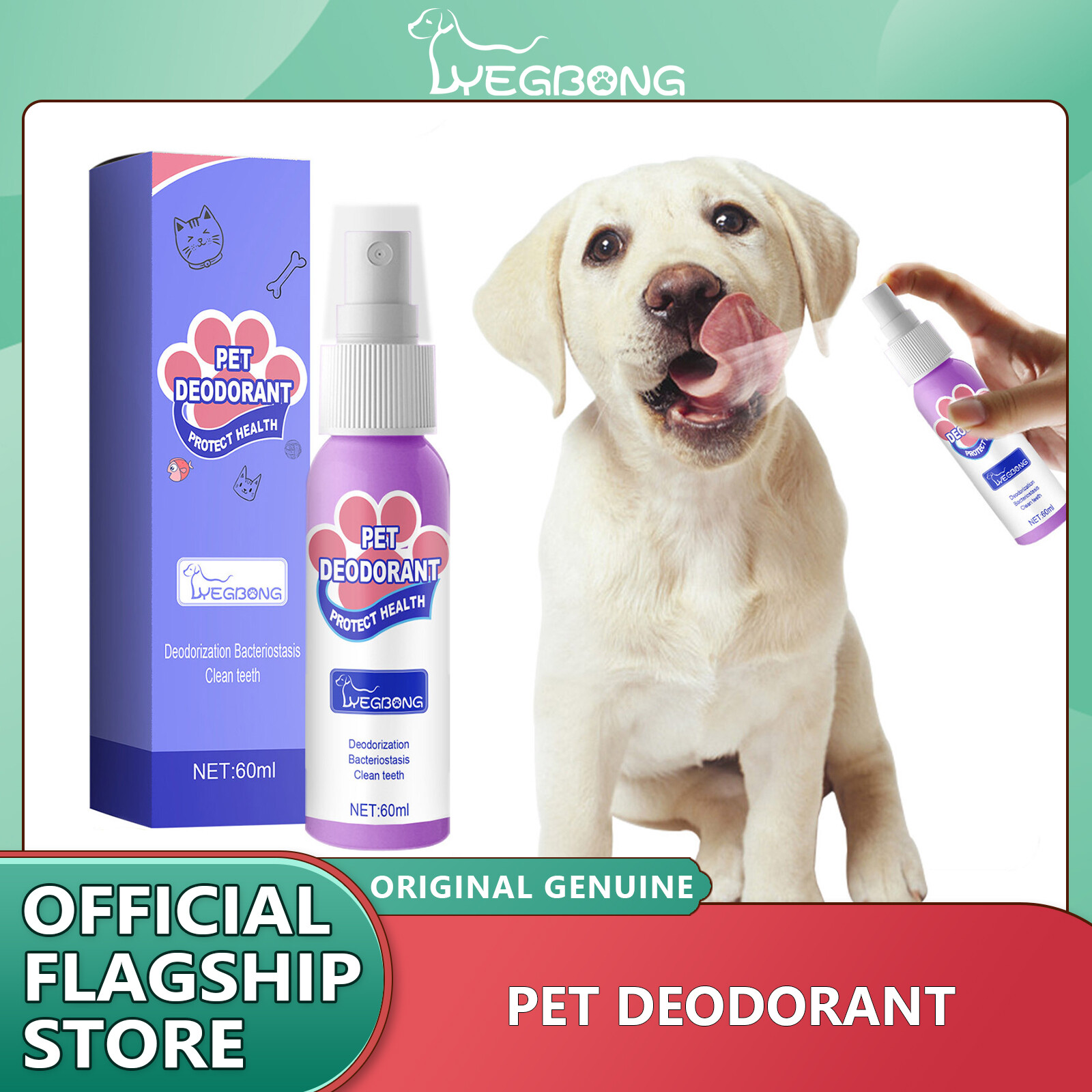 YEGBONG Pet Oral Cleanse Spray Dogs Cats Teeth Clean Deodorant Prevent Calculus Remove Kitten Bad Breath Pet Supplies Dog Deodorizer Spray Long Lasting Puppies Cats Dogs for Smelly Deodorizing Perfume Spray Remove Odor Freshing Air (60ml) ราคา 134 บาท*ส่งฟรี