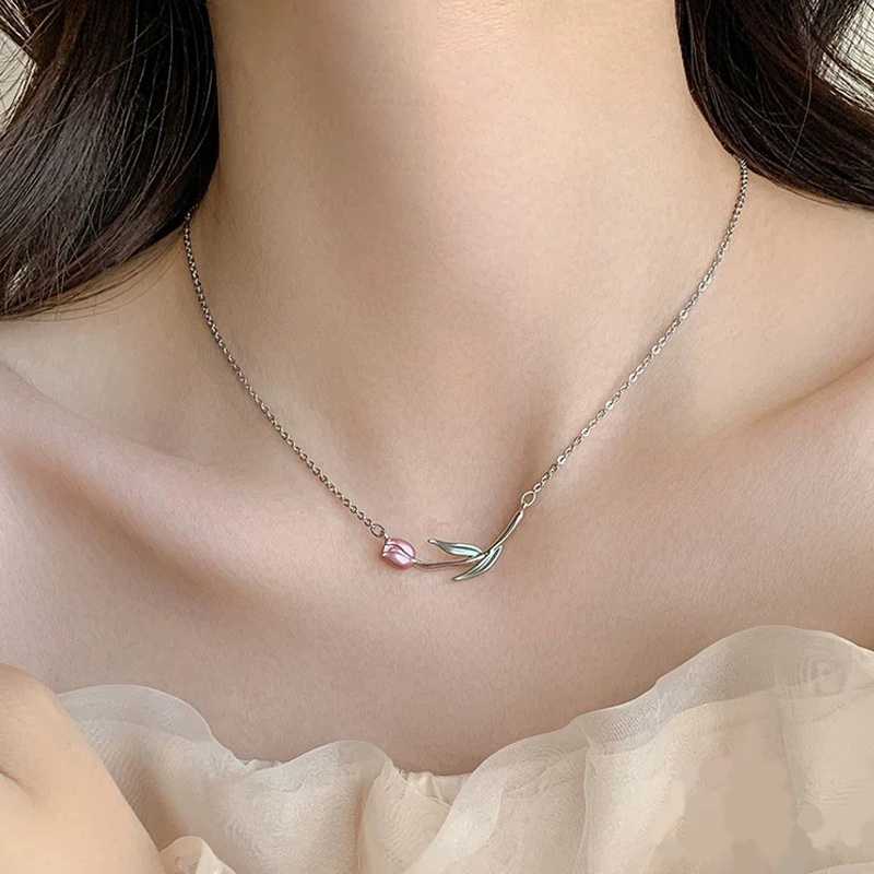 Bạc hồng tulip trang sức vòng cổ Phụ Kiện Bộ sưu tập phụ nữ thời trang