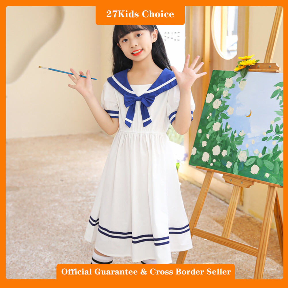 27Kids Choice kids dresses for girls 120CM-160CM Navy style dress Academy style princess dress Primary Formal school uniform ราคา 443 บาท*ส่งฟรี
