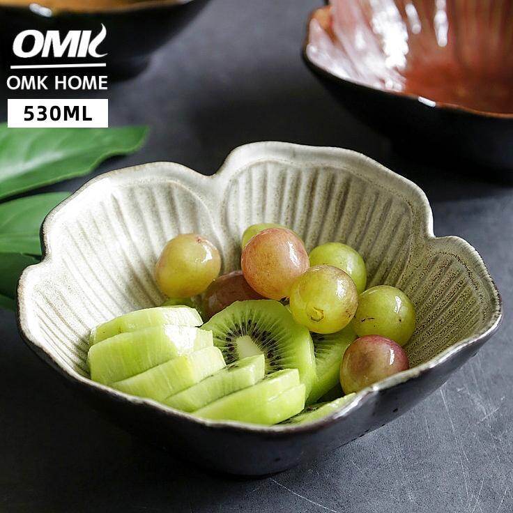 Omk phong cách Nhật Bản hình hoa gốm Bát đựng sa lát 530ml