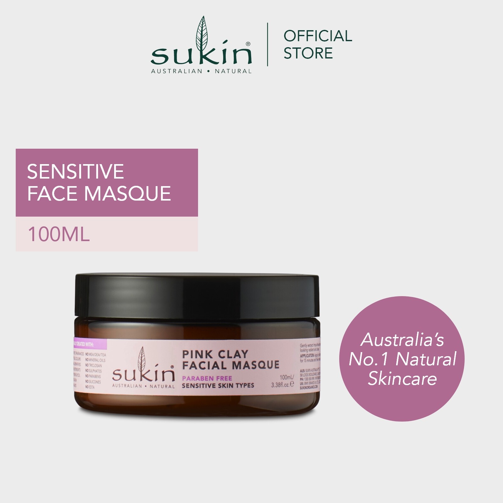 Gambar SUKIN PINK CLAY FACIAL MASQUE  SENSITIVE (100ML)