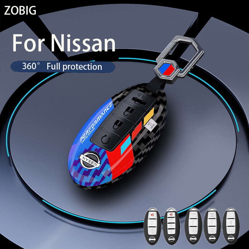 ZOBIG ABS Key Fob Cover for Nissan Car Key Case Shell with Keychain Fit For Nissan Almera X-Trail Sylphy Navara March Datsun Sunny Teana Juke Original remote control key ราคา 294 บาท*ส่งฟรี