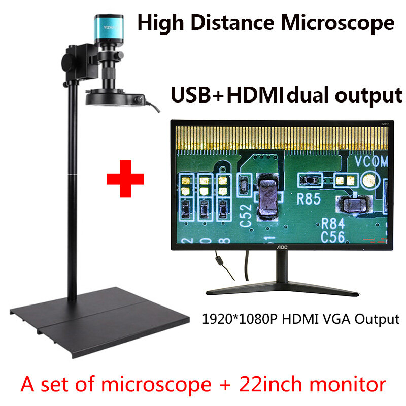 Kính hiển vi 1080p kính hiển vi video hdmi usb kính hiển vi 48mp máy ảnh công nghiệp 150x zoom c ống kính ngàm 22 inch màn hình 58cm giá đỡ điện thoại di động sửa chữa điện tử máy ảnh kính hiển vi hàn