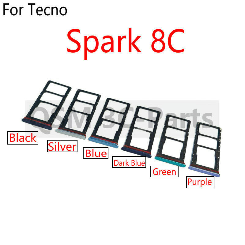 Thay thế khay thẻ Sim cho TECNO Spark 8C KG5 kg5k khe cắm chủ điện thoại di động phần