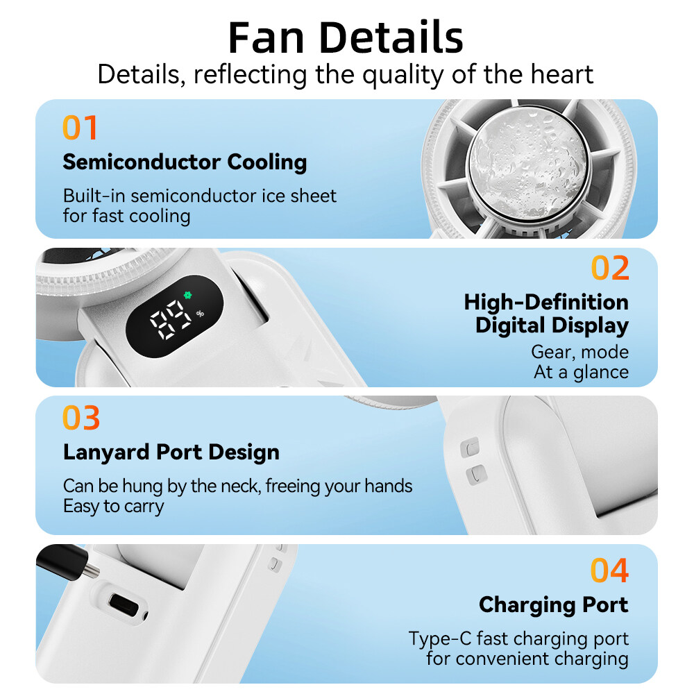 Portable Foldable Handheld Fan 5 Speed Rechargeable Cooling Fan_voghion.com