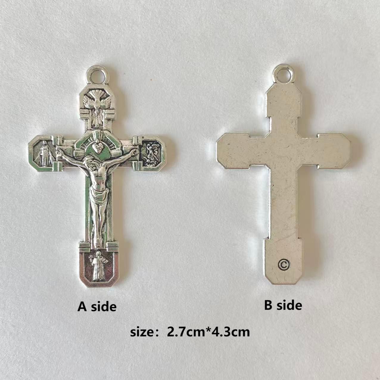 Vintage DIY Rosary Making Kit - 10pcs/lot with Cross & Virgin Mary Connector Charms Catholic Necklace Craft Supplies