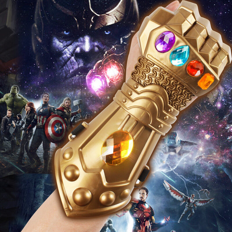 Cosplay Marvel Thanos LED Light Mask Glove PVC Model Toy Boys Brinquedo