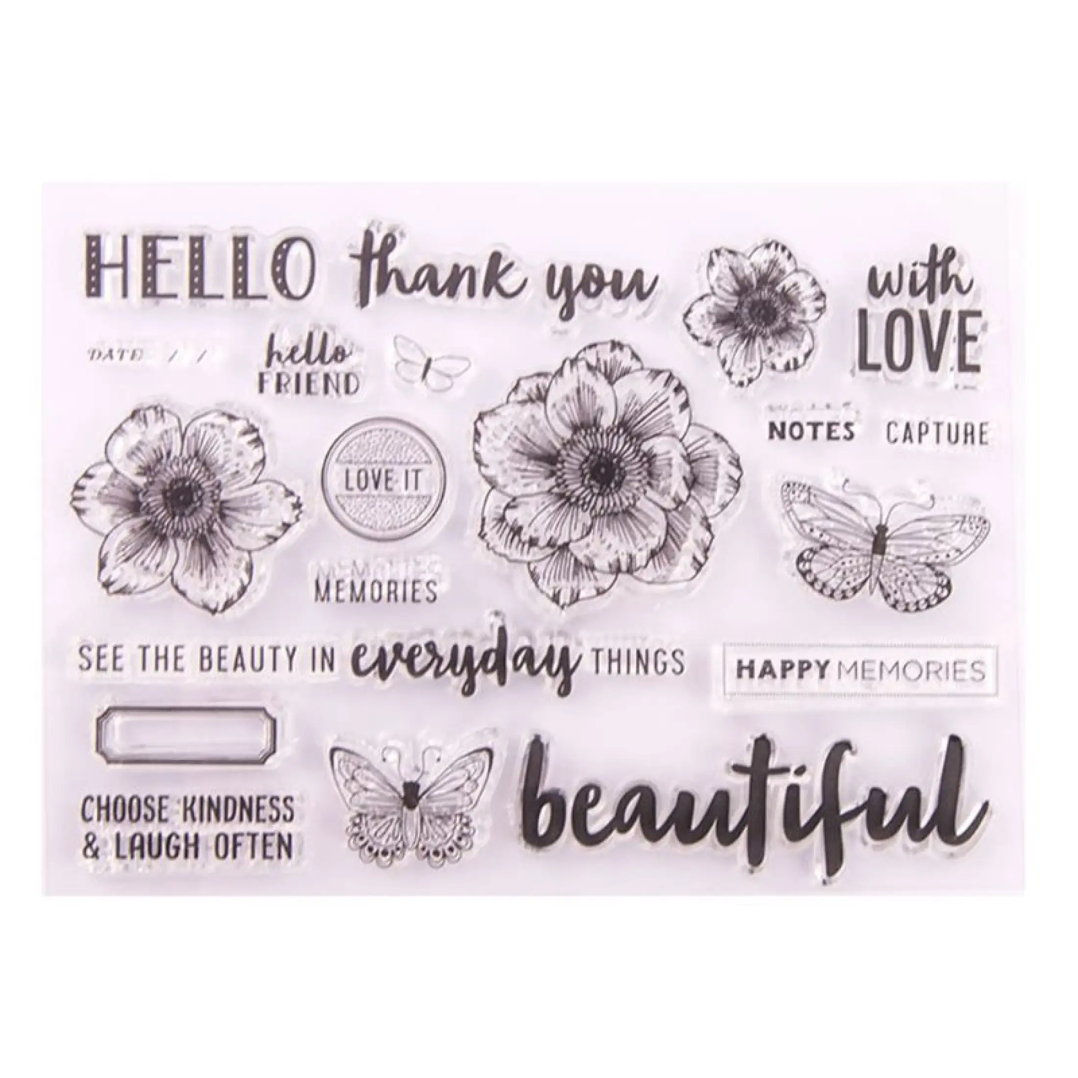 W-HELLO Butterfly Silicone Clear Seal Stamp DIY Scrapbooking Emboss Photo Album Paper silicone stamp set