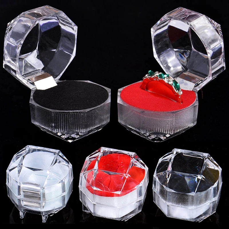 3 chiếc hộp trưng bày đựng bông tai nhẫn pha lê acrylic hộp sắp xếp đựng hộp gói đám cưới trong suốt để đóng gói trang sức