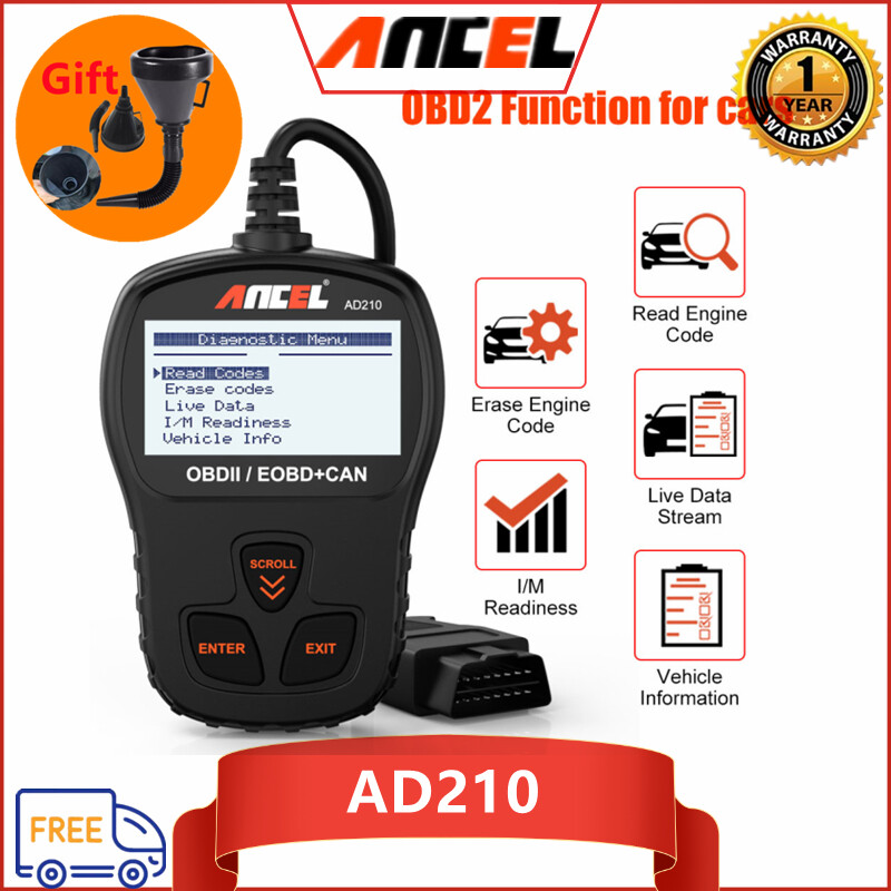 Ancel máy quét đèn mil tắt nhanh ad210 obd2 máy đọc mã lỗi xe hơi dụng cụ quét chẩn đoán obd ii/eobd ô tô máy quét toàn bộ chức năng obd