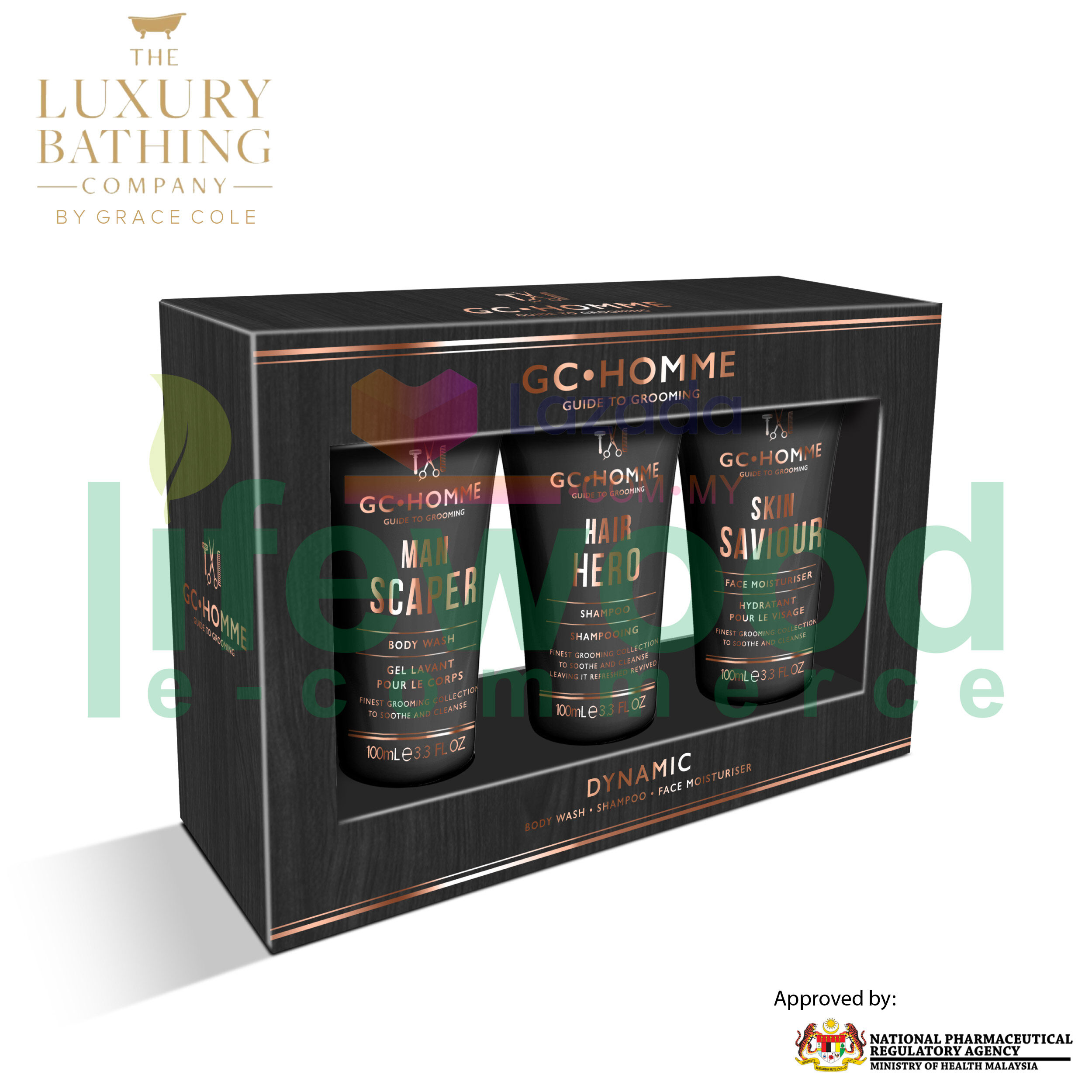 Gambar THE LUXURY BATHING COMPANY Dynamic 100ml Body Wash, 100ml Shampoo and 100ml Face Moisturiser