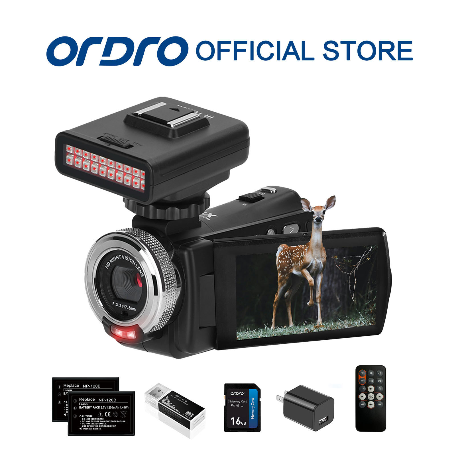 ORDRO HDV-V12 Camcorder 1080P Video Camera Digital Youtube Vlogging Camera Recorder with IR Night Vision Light Harga  317 Ringgit*Penghantaran Percuma