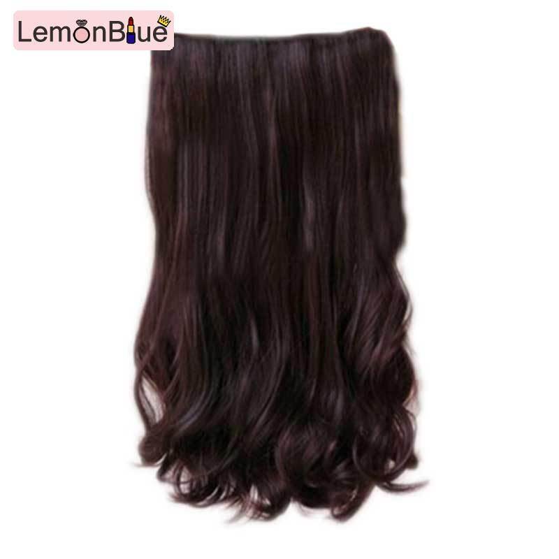 Gambar LemonBlue 5 Clips In 60cm Women Ladies Long Curly Wavy On Hair Extensions Full Head Top Dark Brown