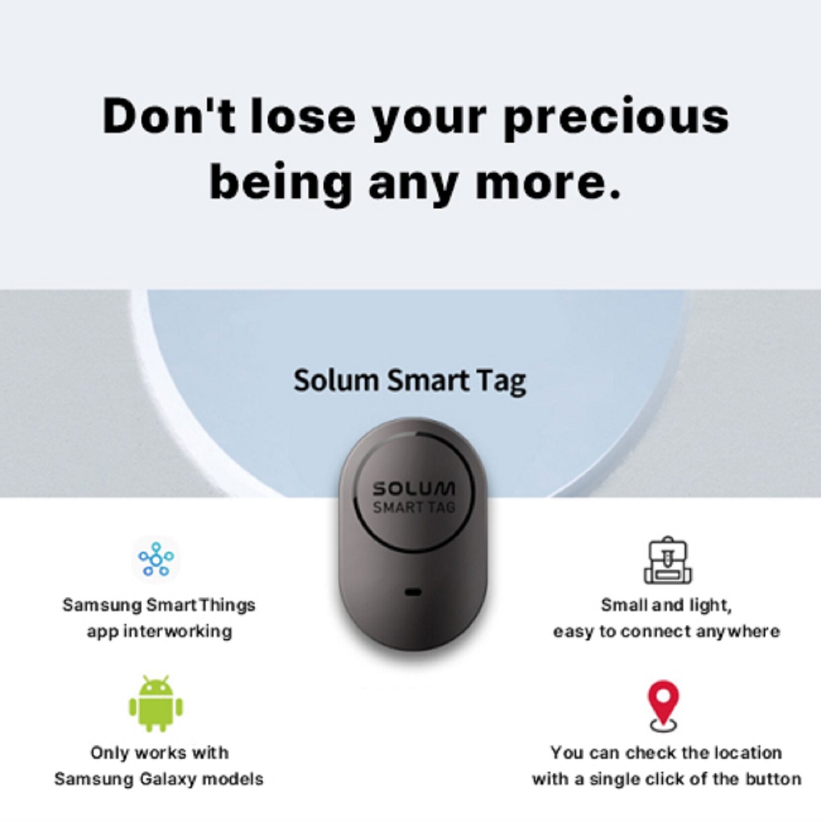 SOLUM] Samsung galaxy smart tag compatible / 100% compatible / SolutionM / smart  tag plus / Loss Prevention Location / Solum Smart Tag 2Colors Black/White Loss  Prevention Location Tracker