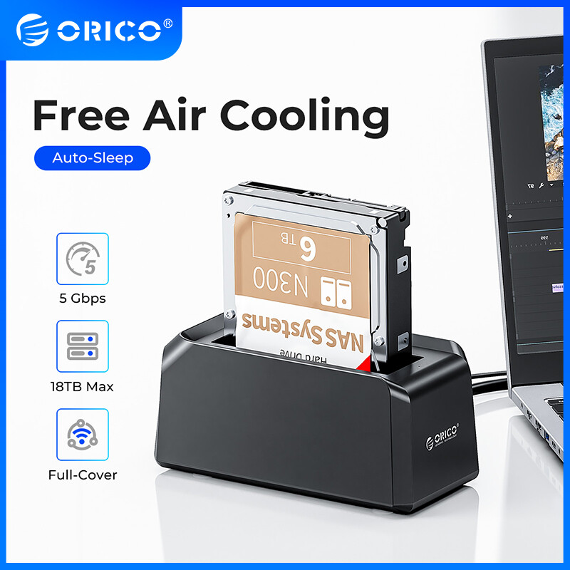 ORICO Đầu Đọc Ổ Cứng Gắn Ngoài USB 3.0 Sang SATA, Cho Ổ Cứng SSD 2.5/3.5Inch Trạm Nối Một Khoang Hỗ Trợ 18TB (9818U3)