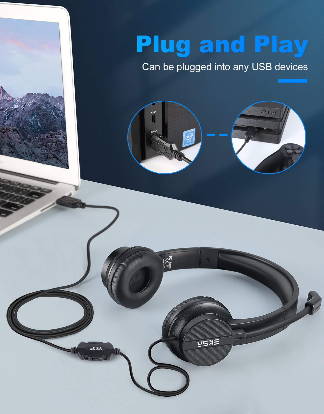 Kabelgebundene Usb Computer Kopfhörer Mit Mikrofon Für Büro Und Pc_voghion.com