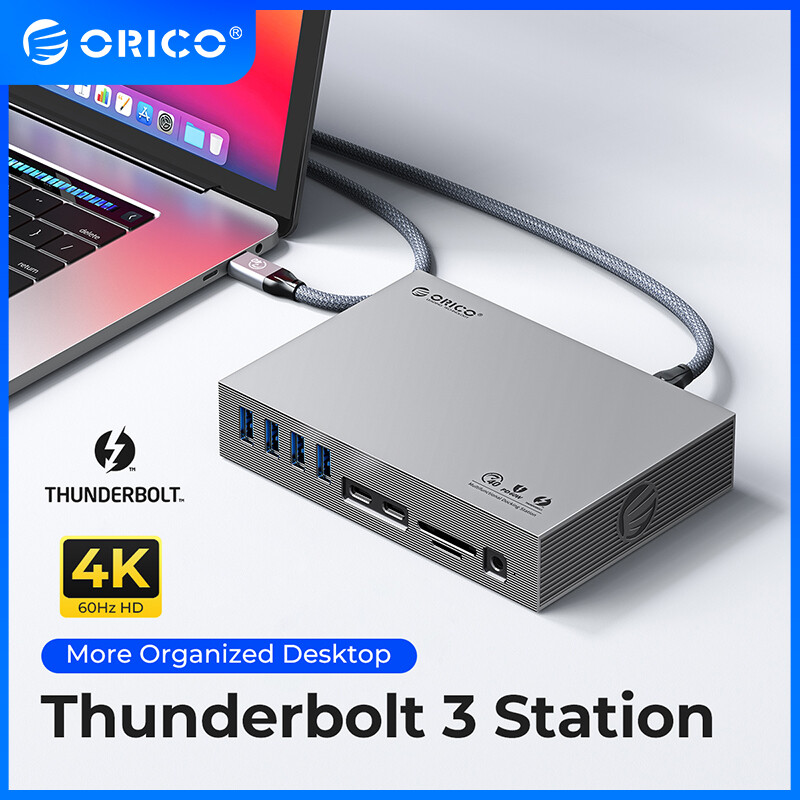 ORICO Thunderbolt 3 USB C Docking Station Triple Display Type C to 8K60Hz DP 40Gbps HUB RJ45 3.5mm PD SD for PC Windows Mac OS ราคา 9,056 บาท*ส่งฟรี