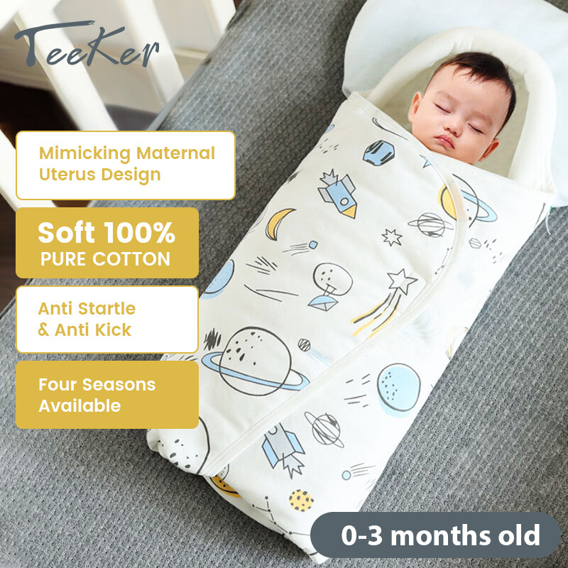 [Teeker] Khăn Quấn Trẻ Sơ Sinh Túi Ngủ Vải Bông Bốn Mùa, Hoạt Hình Chống Giật Mình Bọc Chống Đá 360 ° 30X60CM 0-3 Tháng Phụ Kiện Giường Ngủ Dành Cho Trẻ Sơ Sinh
