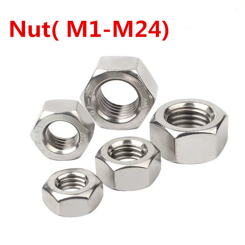 10PCS Size M1.6-M10 Nut 304 Stainless Metric Thread Hex Nuts A2 Screw 