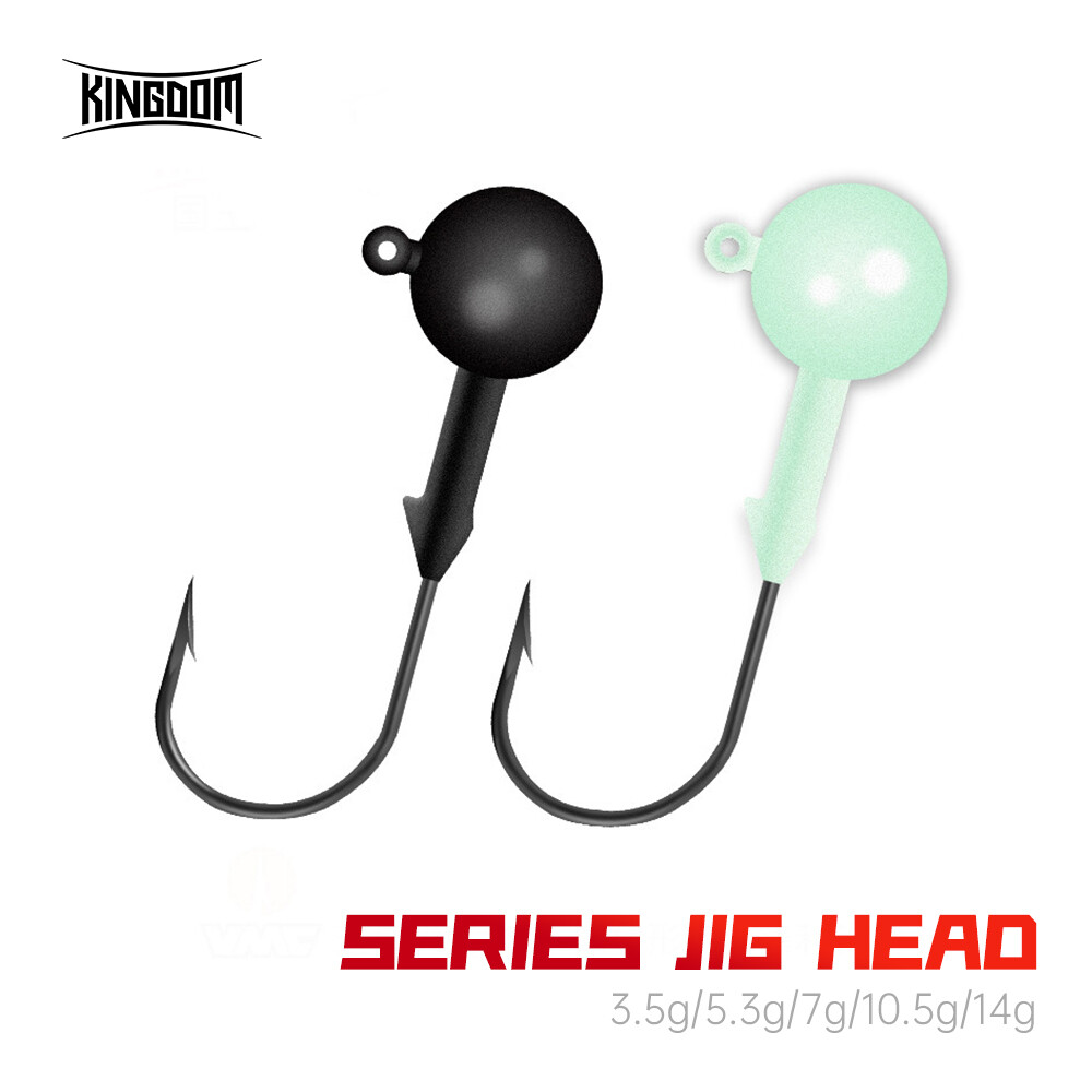 Kingdom Chì Jig Head Mồi, Lưỡi Câu Sắc Bén Dụng Cụ Câu Cá Biển Thân Tròn Màu Phát Sáng 3.5G/5.3G/7G/10.5G/14G