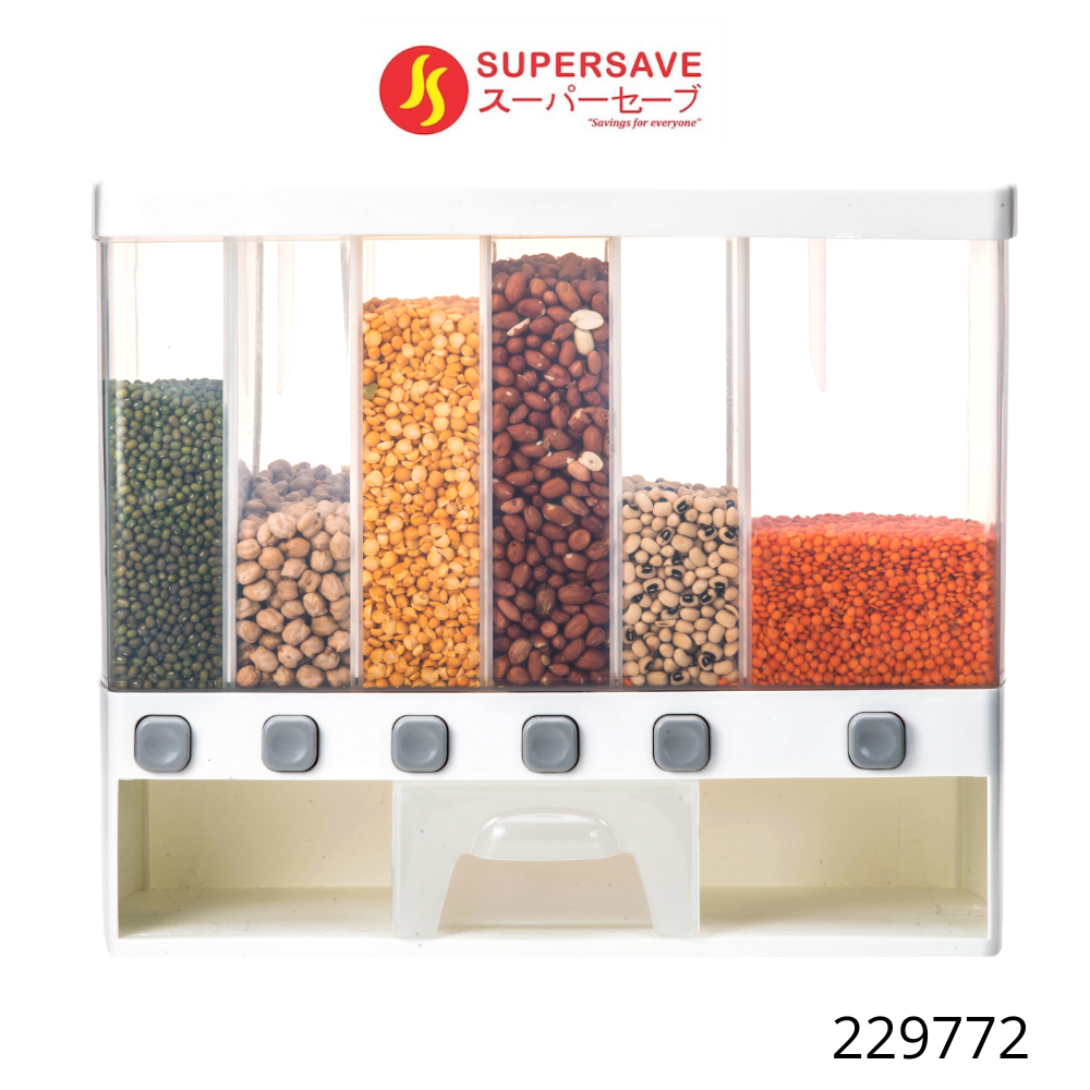 Gambar Rice Storage Container 6 Compartments Cereal Dry Food Storage Box Dispenser Grain Storage