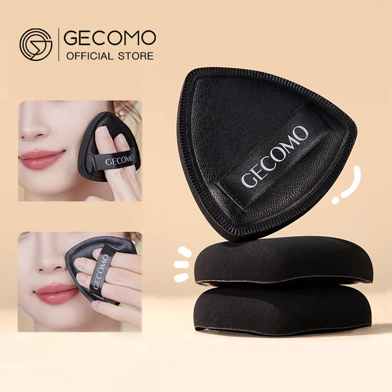 GECOMO PU Leather Makeup Puff ,Triangular Arc Design
