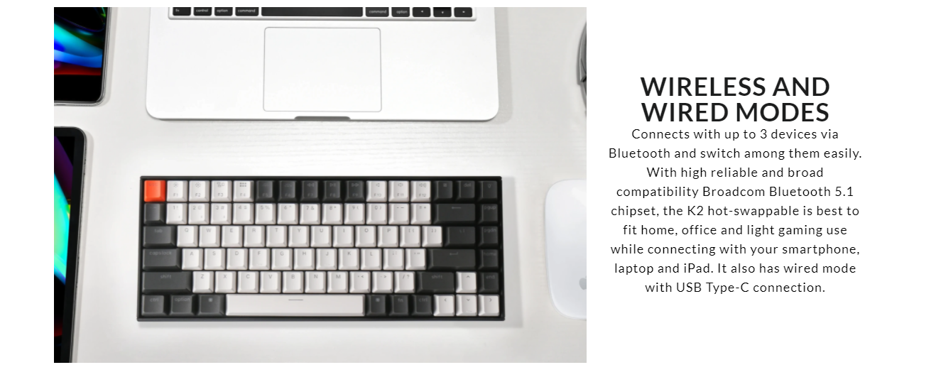Keychron K2 Hot-Swappable Wireless RGB Aluminum Mechanical